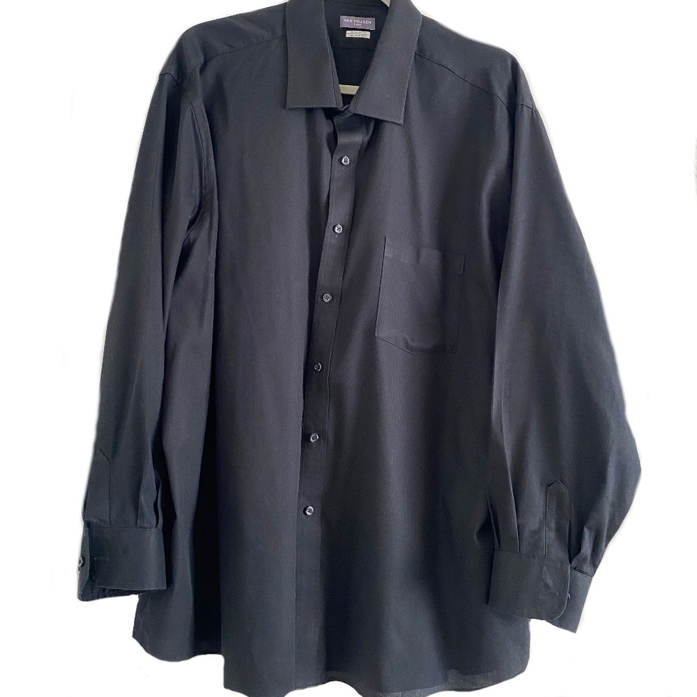 Mens collar, button-down, black, long-sleeve shirt
